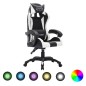 vidaXL Silla gaming con luces LED RGB cuero sintético blanco y negro vidaXL Silla gaming con luces LED RGB cuero sintético blanco y negro