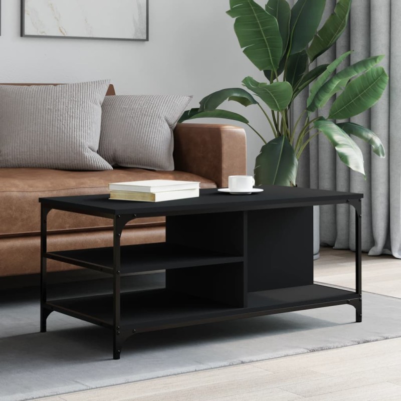 vidaXL Mesa de centro madera contrachapada negro 100x50x45 cm vidaXL Mesa de centro madera contrachapada negro 100x50x45 cm