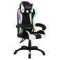 vidaXL Silla gaming con luces LED RGB cuero sintético blanco y negro vidaXL Silla gaming con luces LED RGB cuero sintético blanco y negro