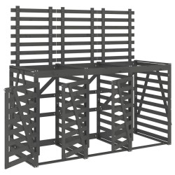 vidaXL Cobertizo triple para cubos de basura madera maciza pino gris