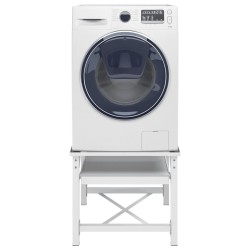 vidaXL Soporte pedestal para lavadora con estante extraíble blanco