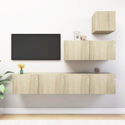 vidaXL Juego de muebles de salón 4 piezas roble Sonoma