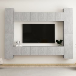 vidaXL Set de muebles de salón 10 pzas madera ingeniería gris hormigón