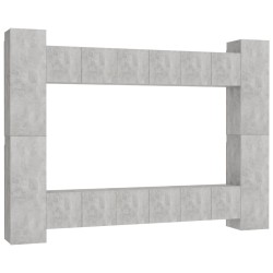 vidaXL Set de muebles de salón 10 pzas madera ingeniería gris hormigón
