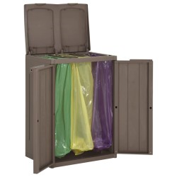vidaXL Cubo de basura con 2 puertas PP marrón 65x45x88 cm