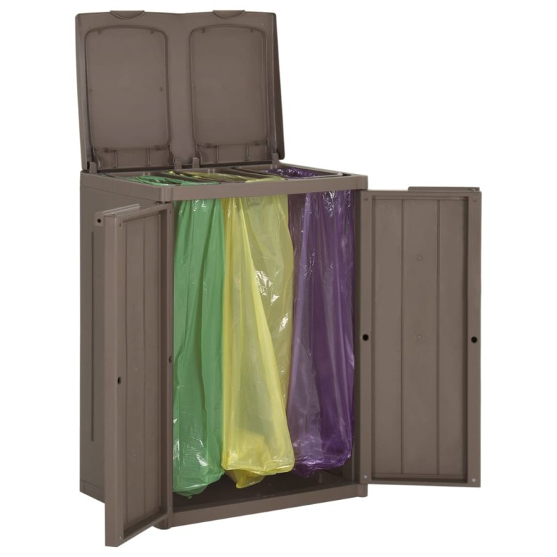 vidaXL Cubo de basura con 2 puertas PP marrón 65x45x88 cm vidaXL Cubo de basura con 2 puertas PP marrón 65x45x88 cm