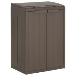 vidaXL Cubo de basura con 2 puertas PP marrón 65x45x88 cm