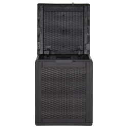 vidaXL Caja de almacenaje para jardín 90L PP negra ratán