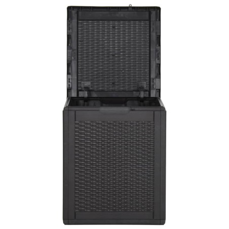 vidaXL Caja de almacenaje para jardín 90L PP negra ratán