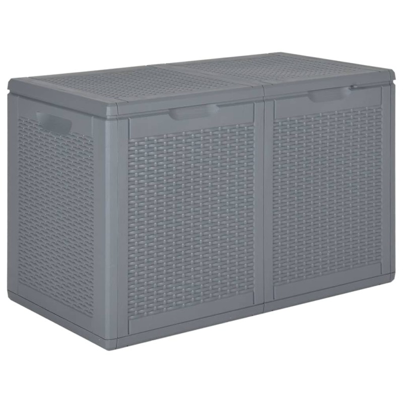 vidaXL Caja de almacenaje para jardín PP aspecto de ratán gris 180 L vidaXL Caja de almacenaje para jardín PP aspecto de ratán gris 180 L