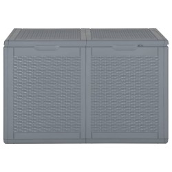 vidaXL Caja de almacenaje para jardín PP aspecto de ratán gris 180 L