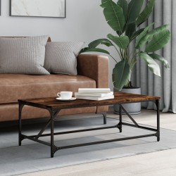 vidaXL Mesa de centro madera contrachapada roble ahumado 100x50x35 cm