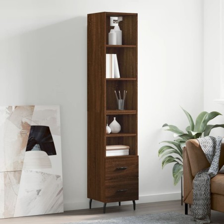 vidaXL Aparador alto madera contrachapada roble marrón 34,5x34x180 cm