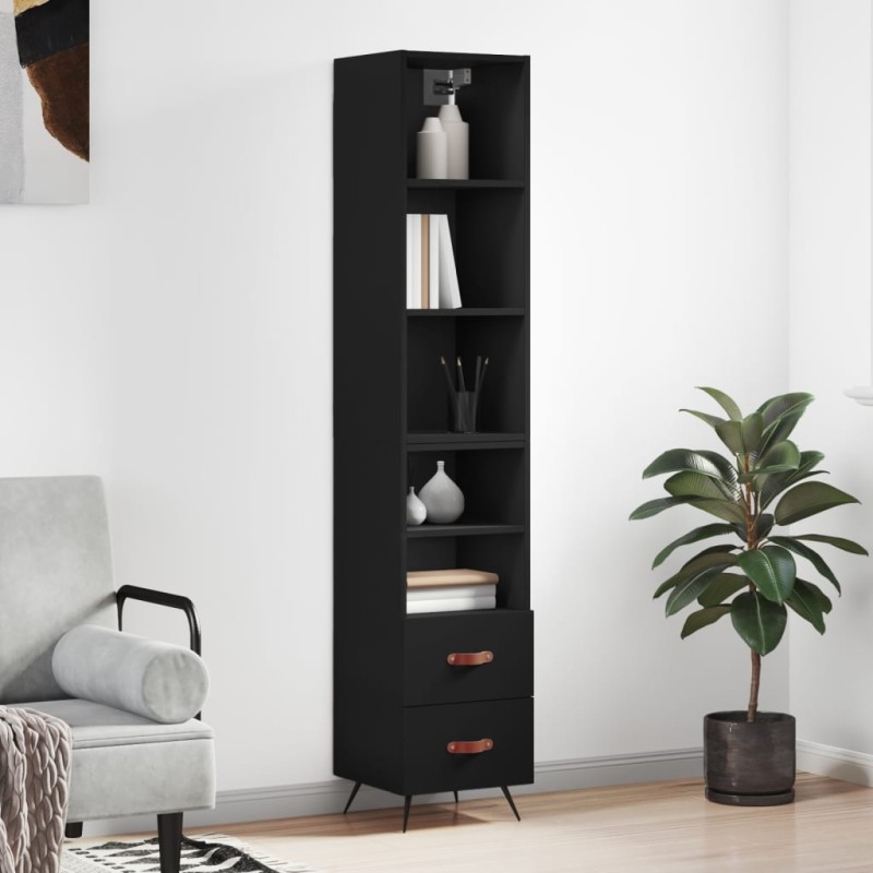 vidaXL Aparador de madera contrachapada negro 34,5x34x180 cm vidaXL Aparador de madera contrachapada negro 34,5x34x180 cm
