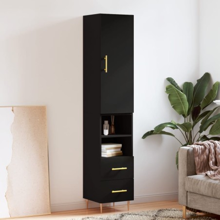 vidaXL Aparador de madera contrachapada negro 34,5x34x180 cm