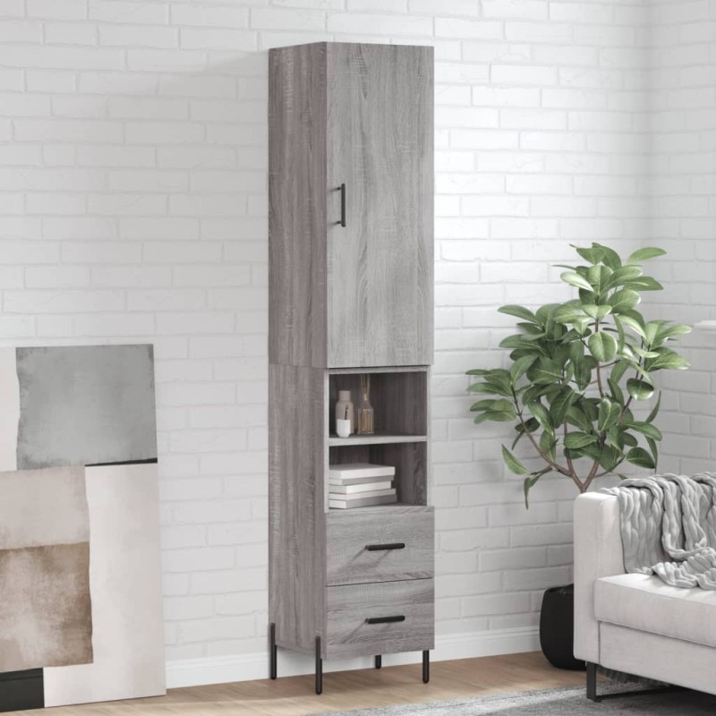 vidaXL Aparador alto madera contrachapada gris Sonoma 34,5x34x180 cm vidaXL Aparador alto madera contrachapada gris Sonoma 34,5x34x180 cm