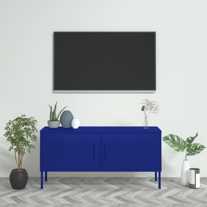 vidaXL Mueble para TV de acero azul marino 105x35x50 cm vidaXL Mueble para TV de acero azul marino 105x35x50 cm