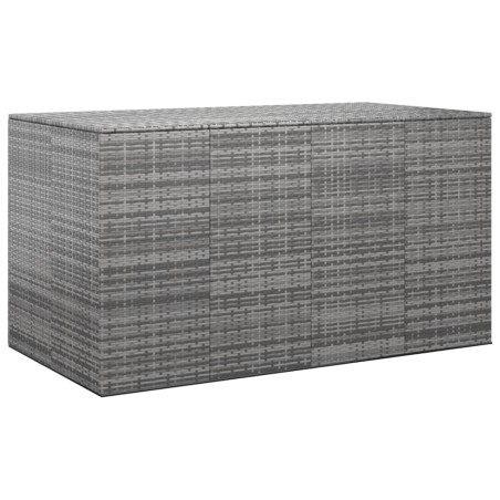 vidaXL Baúl para cojines de jardín ratán PE gris 194x100x103 cm