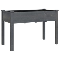 vidaXL Jardinera con forro madera maciza de abeto gris 118x59x76 cm