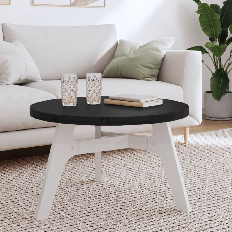vidaXL Tablero de mesa redondo madera maciza de pino negro Ø70x3 cm vidaXL Tablero de mesa redondo madera maciza de pino negro Ø70x3 cm