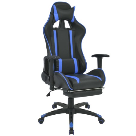 vidaXL Silla de oficina racing reclinable con reposapiés azul