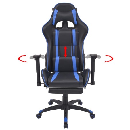 vidaXL Silla de oficina racing reclinable con reposapiés azul