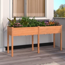 vidaXL Jardinera con forro madera maciza de abeto marrón 161x45x76 cm