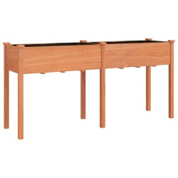 vidaXL Jardinera con forro madera maciza de abeto marrón 161x45x76 cm