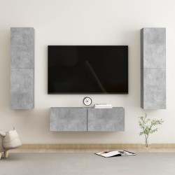 vidaXL Set de muebles de salón 3 pzas madera ingeniería gris hormigón