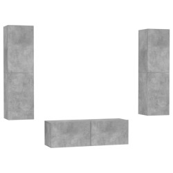 vidaXL Set de muebles de salón 3 pzas madera ingeniería gris hormigón