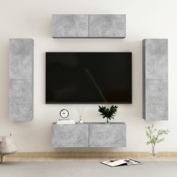 vidaXL Set de muebles de salón 4 pzas madera ingeniería gris hormigón