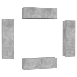 vidaXL Set de muebles de salón 4 pzas madera ingeniería gris hormigón