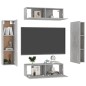vidaXL Set de muebles de salón 4 pzas madera ingeniería gris hormigón