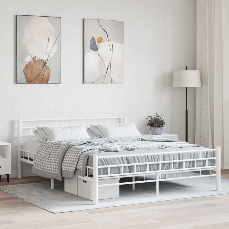 vidaXL Estructura de cama de metal blanca 160x200 cm vidaXL Estructura de cama de metal blanca 160x200 cm