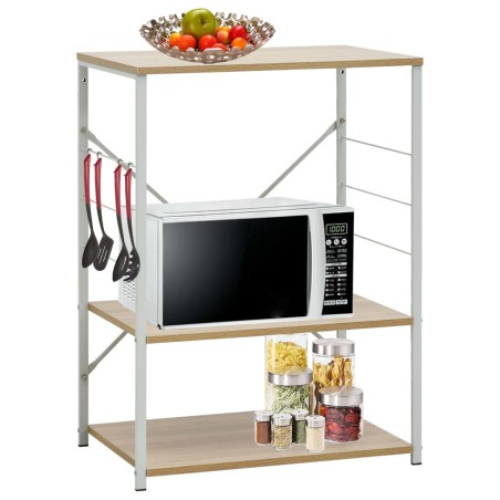 vidaXL Armario para microondas blanco y roble 60x39,6x79,5 cm