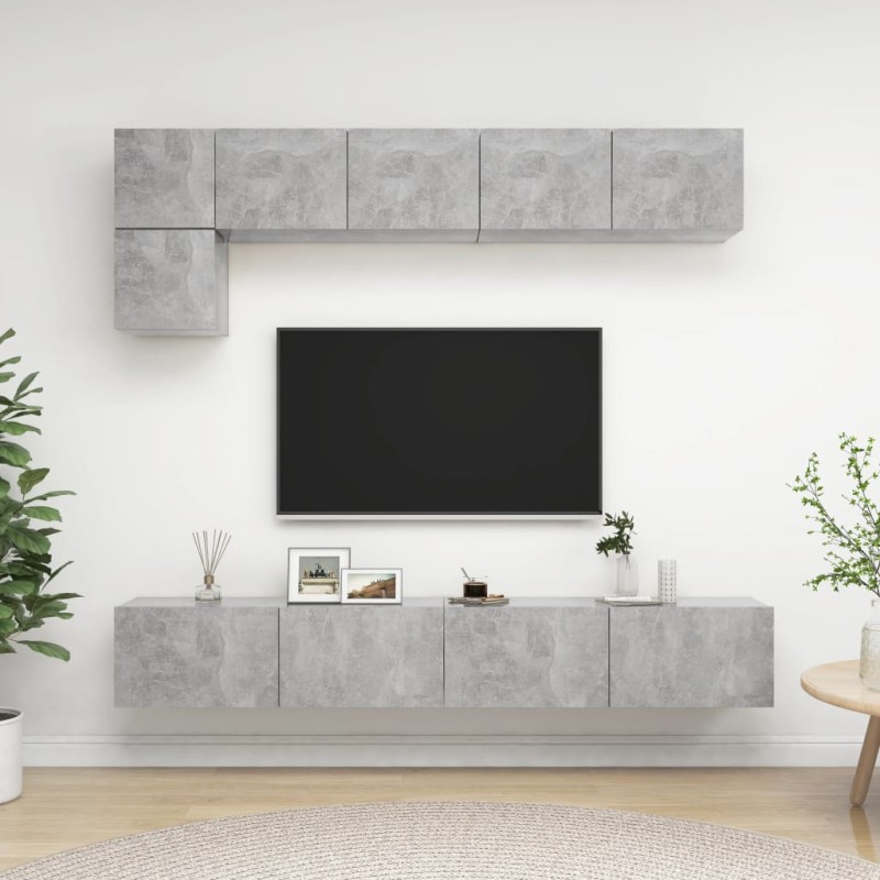 vidaXL Set de muebles de salón 5 pzas madera ingeniería gris hormigón vidaXL Set de muebles de salón 5 pzas madera ingeniería gris hormigón