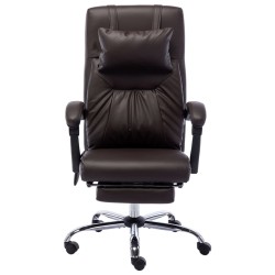 vidaXL Silla de oficina de masaje de cuero sintético marrón