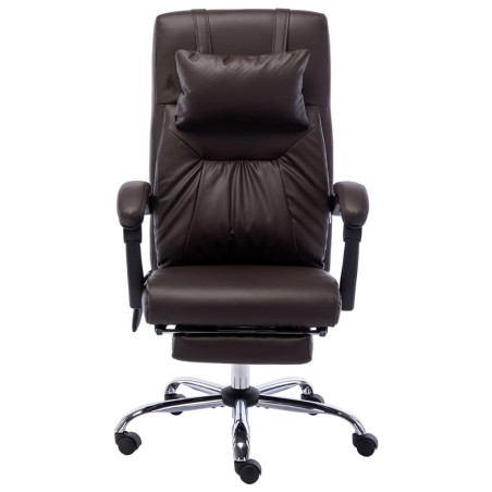 vidaXL Silla de oficina de masaje de cuero sintético marrón