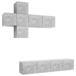 vidaXL Set de muebles de salón 7 pzas madera ingeniería gris hormigón