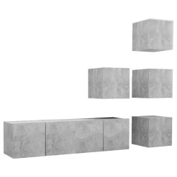 vidaXL Set de muebles de salón 6 pzas madera ingeniería gris hormigón