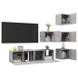 vidaXL Set de muebles de salón 6 pzas madera ingeniería gris hormigón