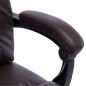 vidaXL Silla de oficina de masaje de cuero sintético marrón