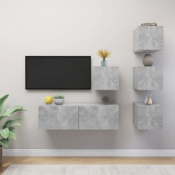 vidaXL Set de muebles de salón 6 pzas madera ingeniería gris hormigón