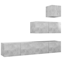 vidaXL Set de muebles de salón 4 pzas madera ingeniería gris hormigón