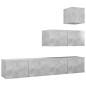 vidaXL Set de muebles de salón 4 pzas madera ingeniería gris hormigón