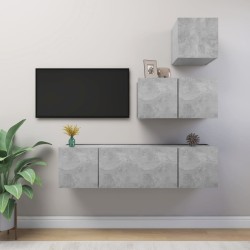 vidaXL Set de muebles de salón 4 pzas madera ingeniería gris hormigón
