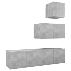 vidaXL Set de muebles de salón 4 pzas madera ingeniería gris hormigón