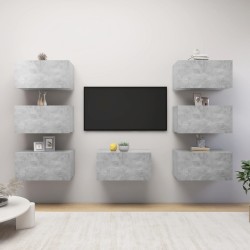 vidaXL Muebles de salón 7 pzas gris hormigón 30,5x30x60 cm