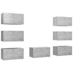vidaXL Muebles de salón 7 pzas gris hormigón 30,5x30x60 cm