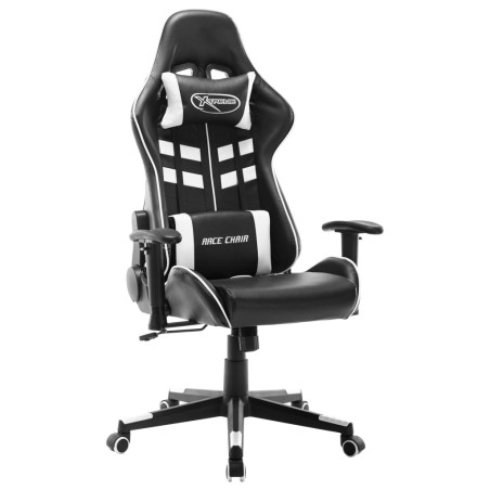 vidaXL Silla de gaming de cuero sintético negro y blanco